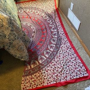 Tapestry elephant and flowers red half wall decor